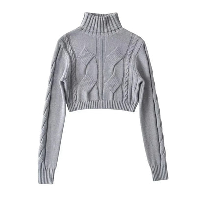 Womens Turtleneck Cable-knit Sweater