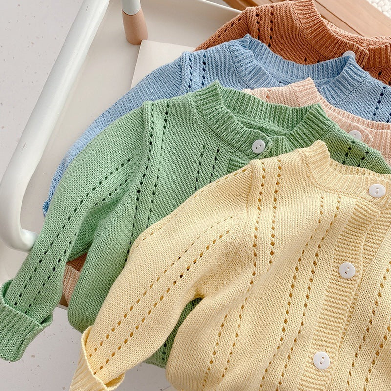 Candy Kids Full Sleeve Solid Knitted Outwear Coat Sweater