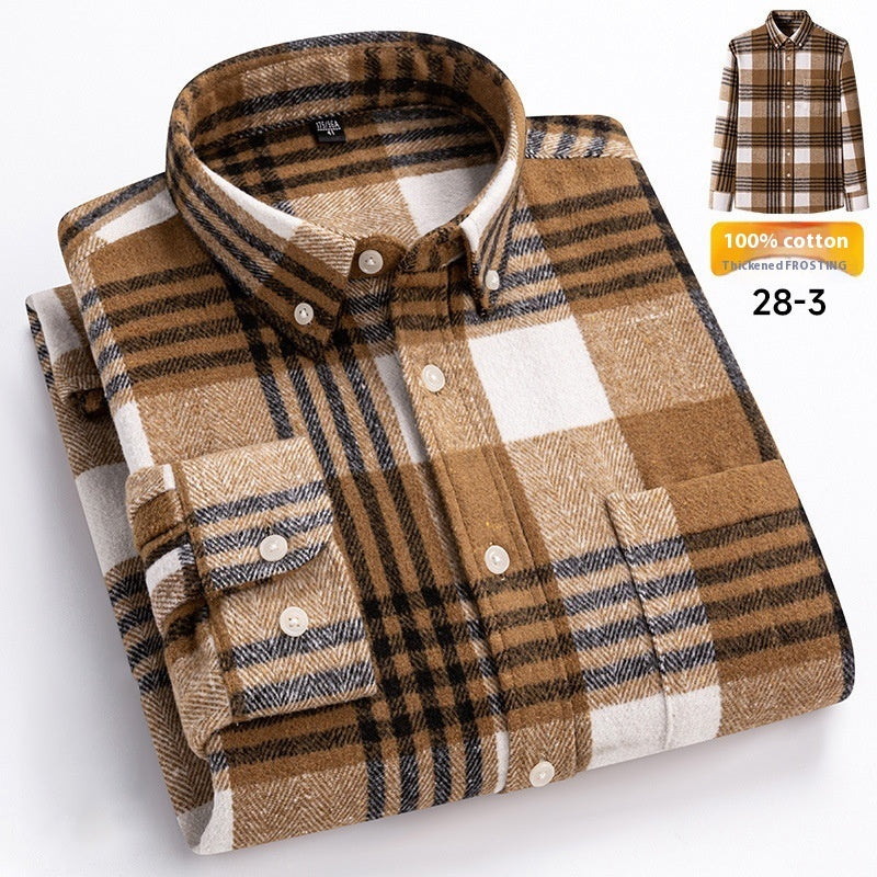 Mens Retro Plaid Long Sleeve Shirt