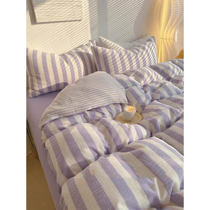 Class A Bare Sleeping Simple Striped Cotton Bed Sheet