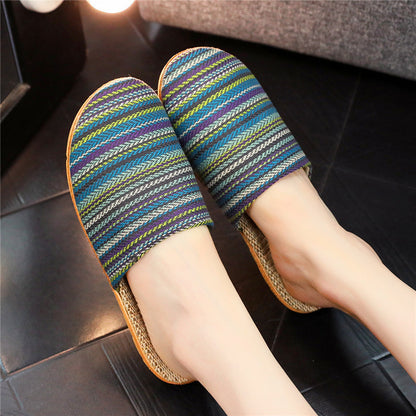 Linen Slippers Printed Cute