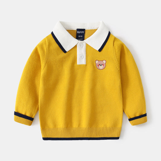 Boy Sweater Lapel Embroidery