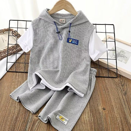 Boy Hooded Casual Short-sleeved T-shirt Thin Shorts