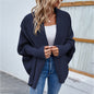 Loose Knitted Sweater Solid Bat Sleeve Large Lapel Cardigan