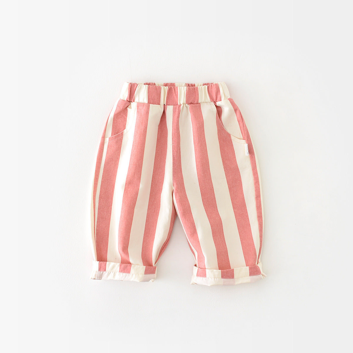 Infant Spring High Waist Color Striped Casual Trousers