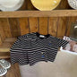 Kids Little Bear Striped Round Neck Short Sleeve Shorts