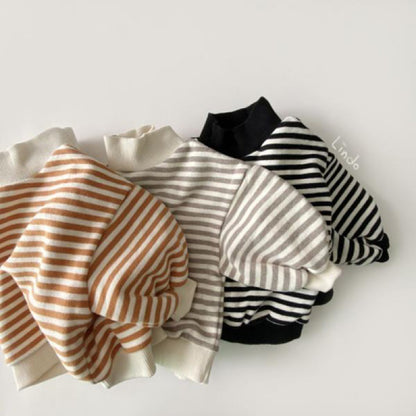 Children Striped High Neck Fleece Top