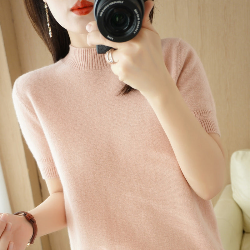 Mock-neck Mid-length Sleeve Lightweight Sweater Women