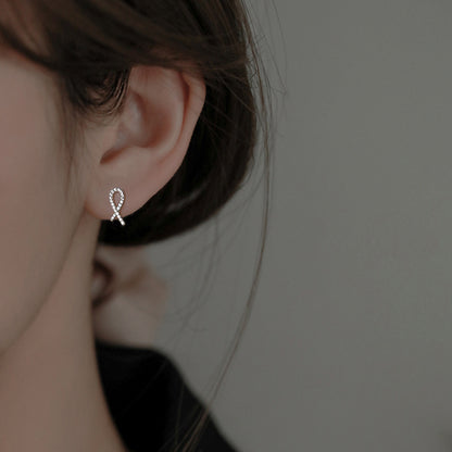 S925 Sterling Silver Cross Stud Earrings