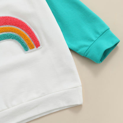 Children's Contrast Panel Long Sleeve T-Shirt Rainbow Top