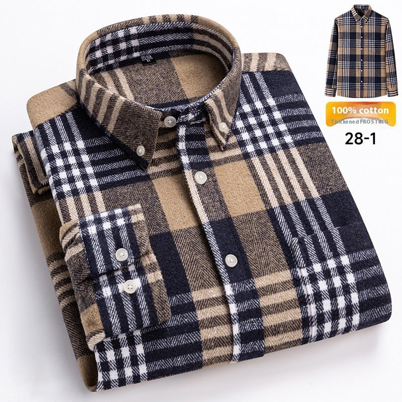 Mens Retro Plaid Long Sleeve Shirt