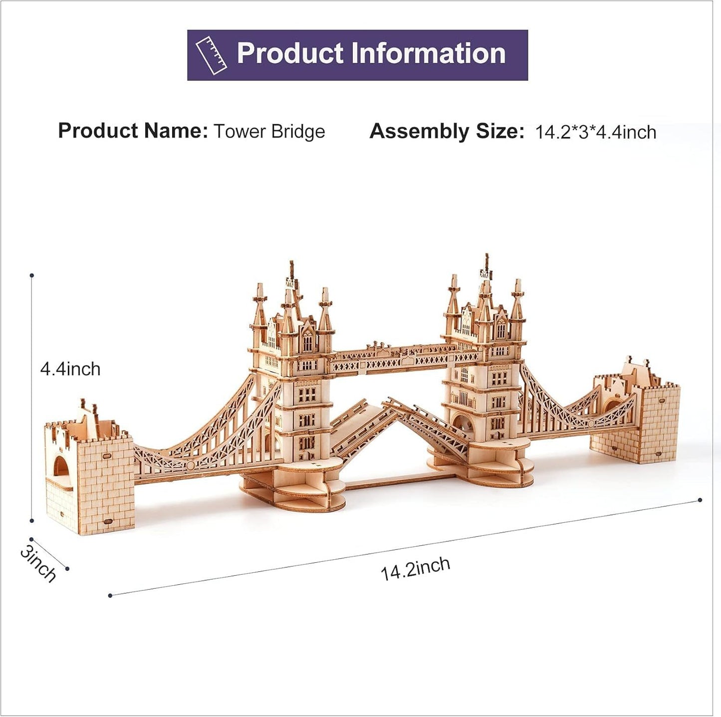 ROBOTIME 3D Wooden Puzzle London Tower Bridge Model Kit