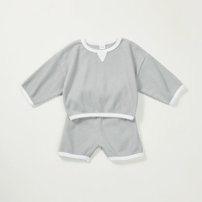 Kids Solid Color Versatile Top Shorts Suit