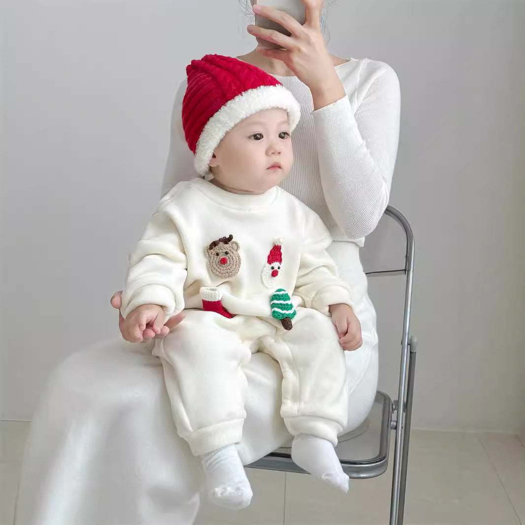 Red Casual Cartoon Men's And Women's Baby Going Out Jumpsuit