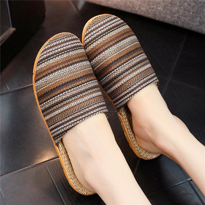 Linen Slippers Printed Cute