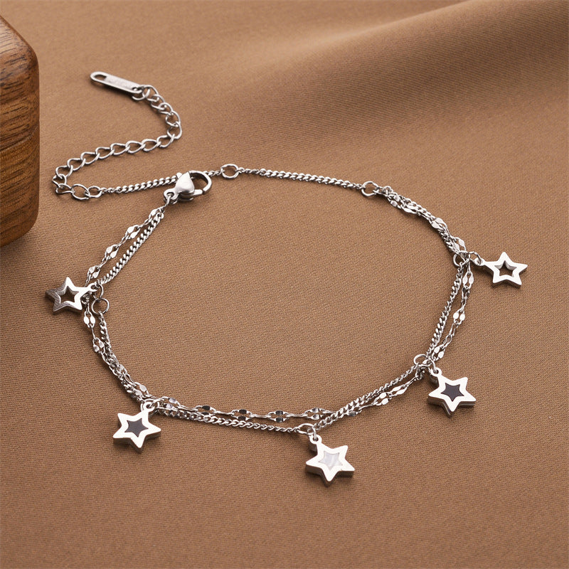 Double Layer Pentagram Titanium Steel Bracelet For Women