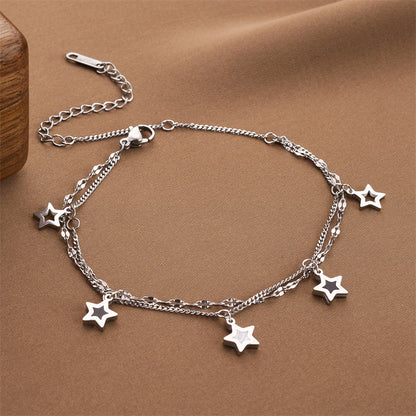 Double Layer Pentagram Titanium Steel Bracelet For Women