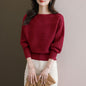 Womens Boat neck Loose-fitting Batwing Sleeve Shirt Knitted Top