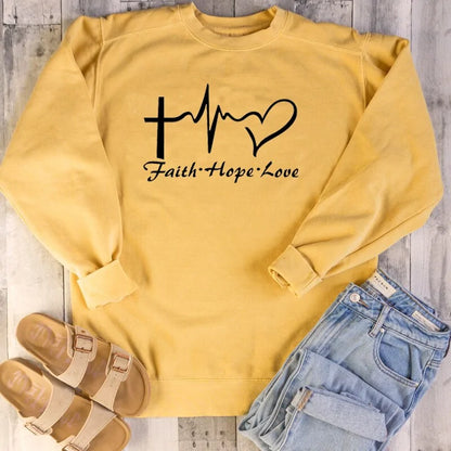 Sweatshirt-Faith, Hope, & Love Letter Christian