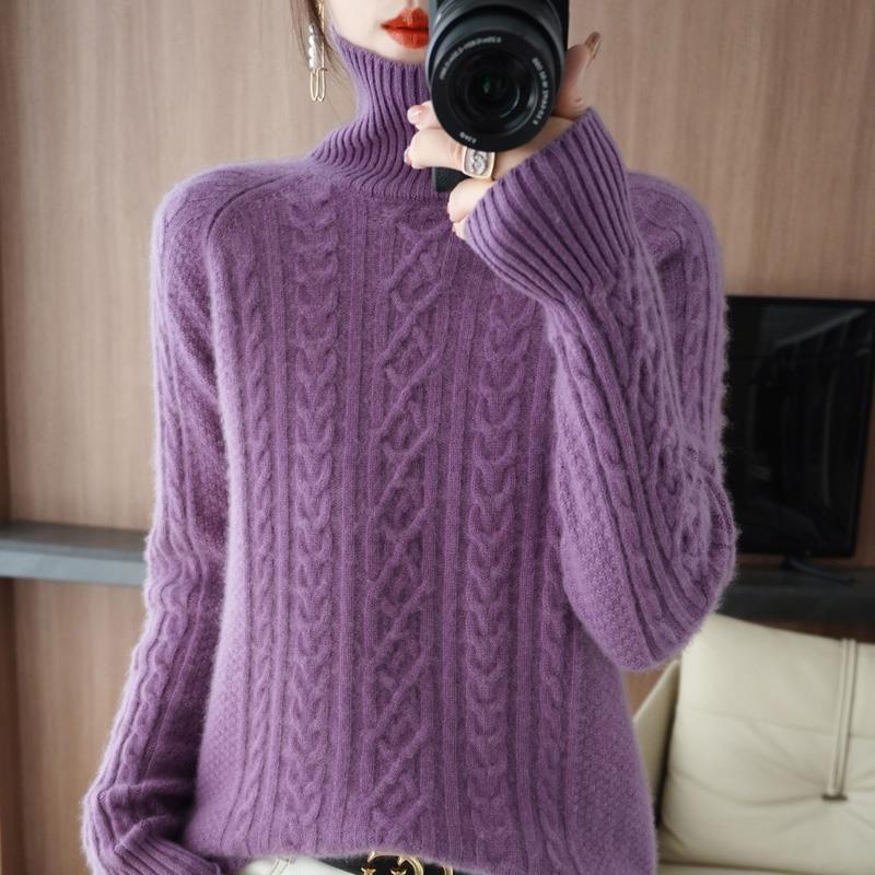 Womens High Neck Knitted Sweater