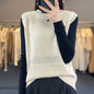 Women's Round Neck Knitted Pullover Cashmere Sweater Waistcoat Loose Wool Vest Slimming Vest