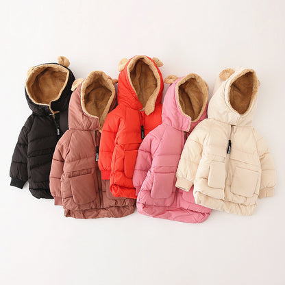 Children's Cotton Wear Thickened Coat Fleece-lined Zip-up Shirt