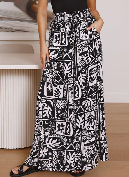 Printed Comfortable Casual Wide-leg Trousers