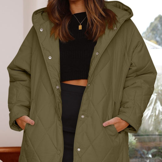 Diamond Quilted Hooded Lightweight Jacket For Women