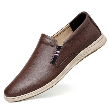 Casual Low-top Slip-on Two-layer Cowhide Flat Men's Shoes