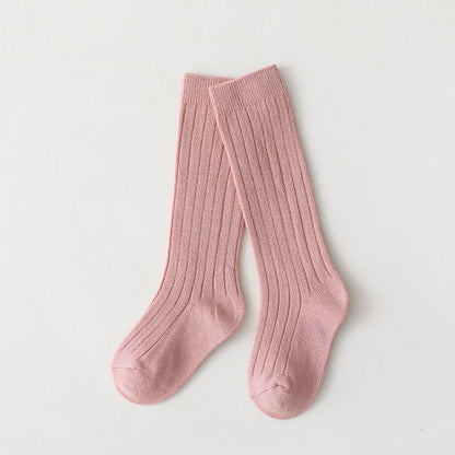 Sunken Stripe Socks Baby Plain Middle-long Stockings