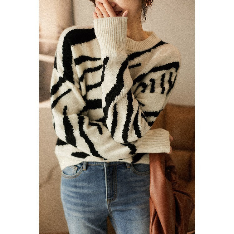 Loose Crew Neck Pullover Sweater Women