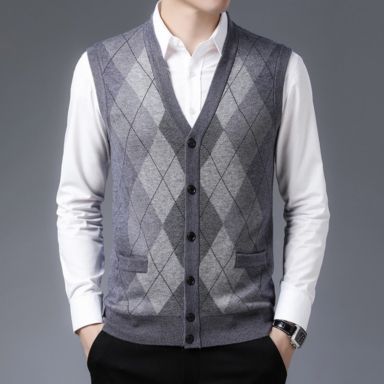 Men's Wool Vest Middle-aged Sleeveless