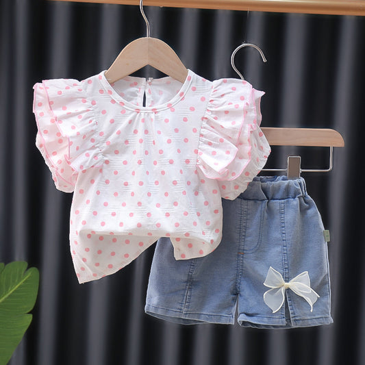 Children's Suit Women's Polka Dot Ruffles