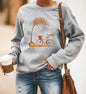 Bicycle Printing Long Sleeve Crew Neck Sweater Women