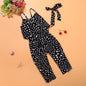 Cotton Sleeveless Polka Dot Strap Girls Jumpsuit