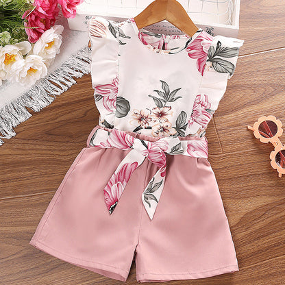 Children's Summer Clothing Printed Halter Top Shorts