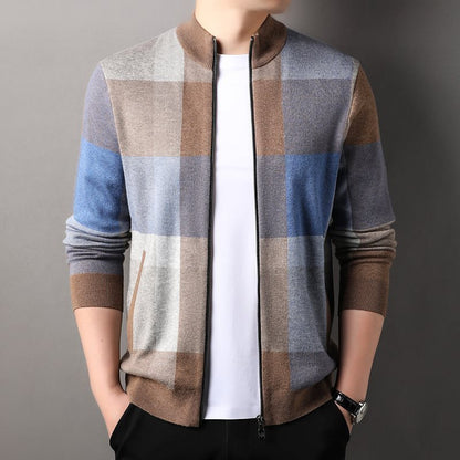 Mens Striped Knitted Cardigan