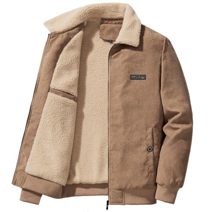 Mens Corduroy Coat Fleece-lined Thick