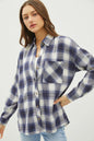 Womens Plaid Flannel Button Down Shirt