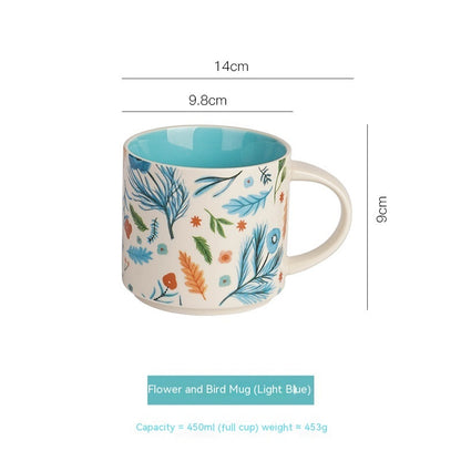 Flower Glaze Ceramic Cup Mug Household Large Capacity Breakfast Cup