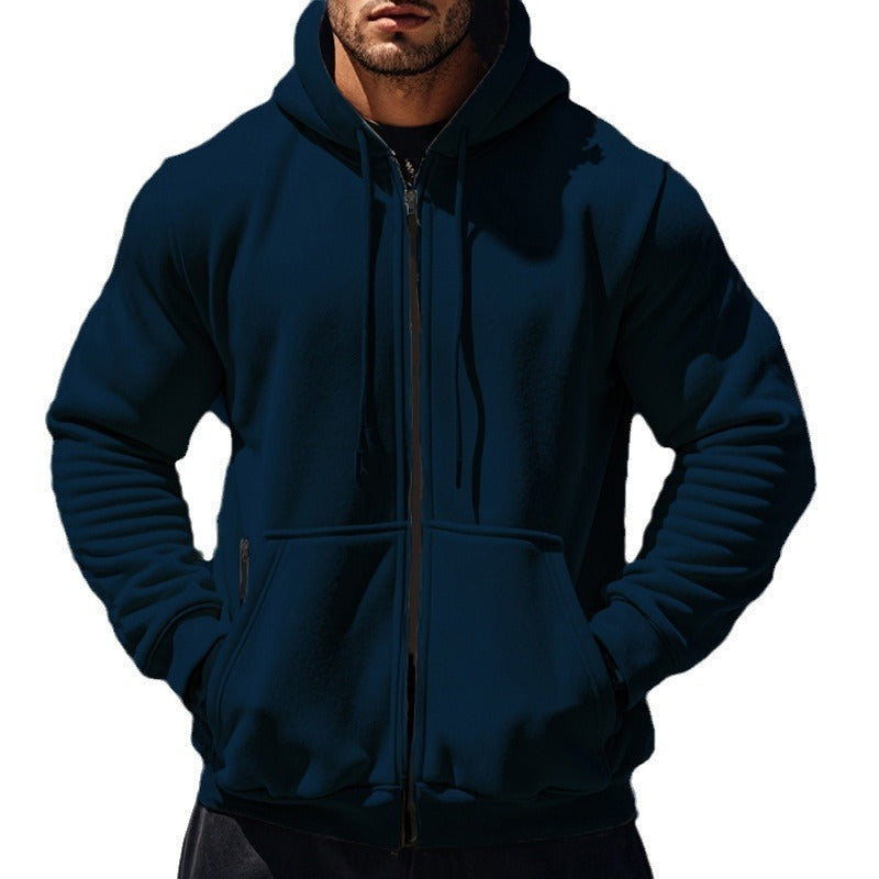 Mens Casual Suit Fleece Warm Two-piece Set