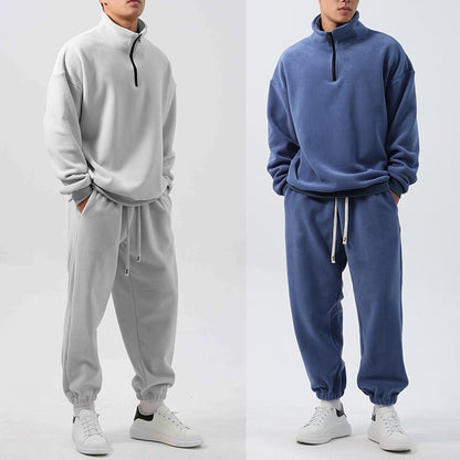 Men's Wide Fleece Long Sleeve Sweatshirt Sweatpants