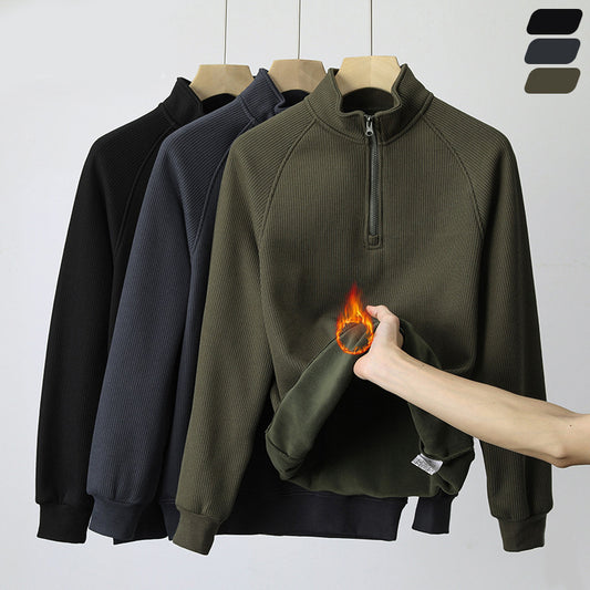 Mens Stand-collar Fleece Sweatshirt