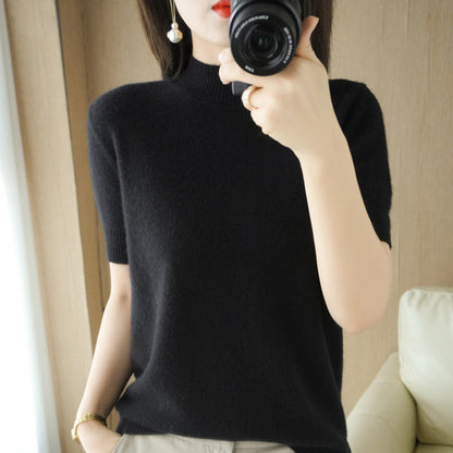 Mock-neck Mid-length Sleeve Lightweight Sweater Women