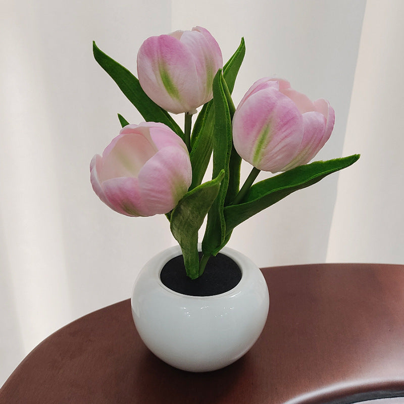 LED Tulip Night Light Simulation Flower Table Lamp