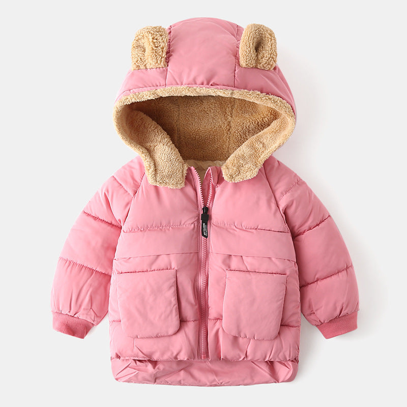 Children's Cotton Wear Thickened Coat Fleece-lined Zip-up Shirt