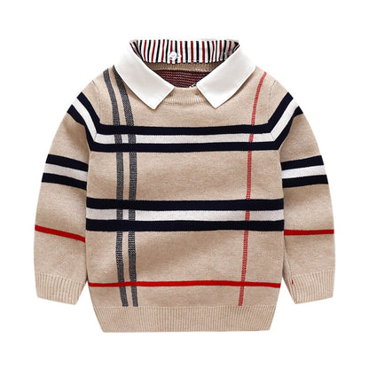 Childrens plaid jacquard sweater