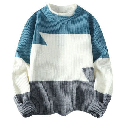 Mens Round Neck Fashion Loose Sweater