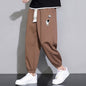 Mens Cropped Casual Loose Long Pants