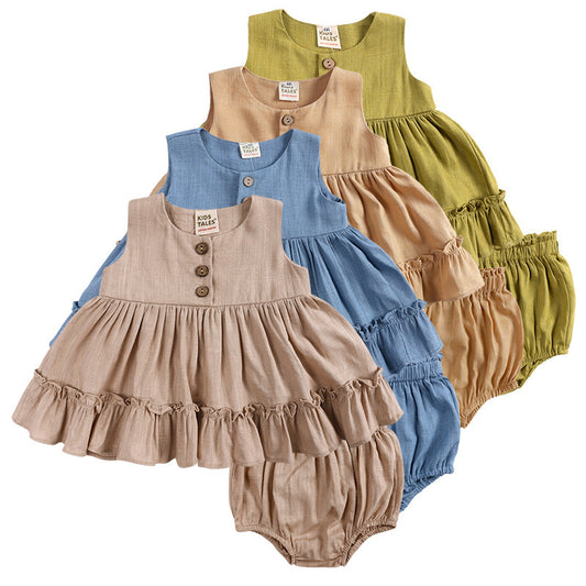 Korean Baby Girls' Sleeveless Skirt